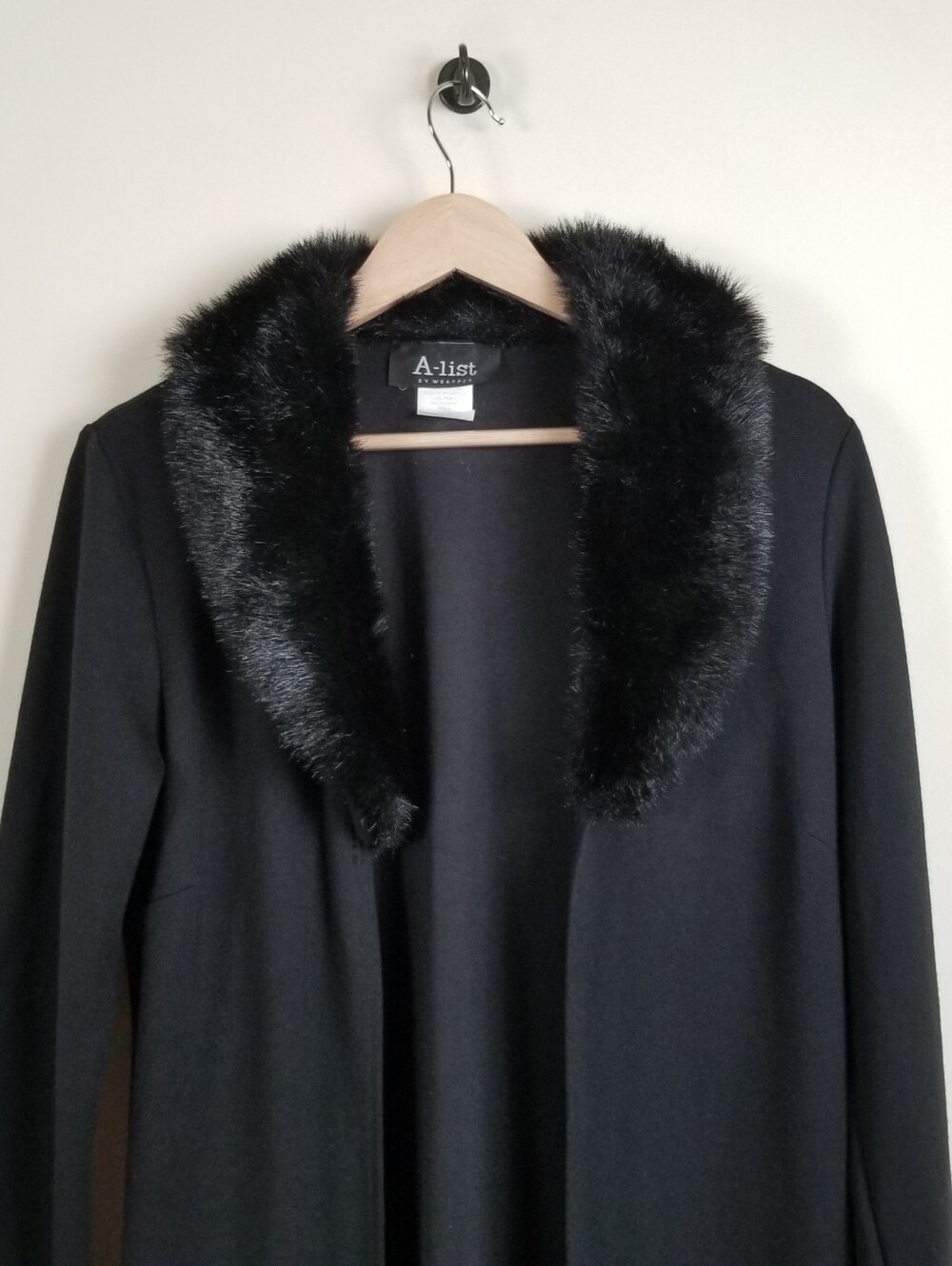 A-list By Wrapper Vintage Duster Coat Faux Fur Collar Size Medium - Picture 4 of 10